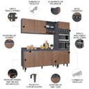 Ver imagem 3 de Armário de Cozinha com Tampo Cp02 210cm Pérola Grafite/freijó Z34 - Mpozenato