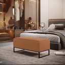 Ver imagem 2 de Kit 02 Puffs Decorativo Sala De Estar Cléo 90cm Base De Ferro Preto W01 Bouclê Terracota - Lyam