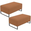 Ver imagem 1 de Kit 02 Puffs Decorativo Sala De Estar Cléo 90cm Base De Ferro Preto W01 Bouclê Terracota - Lyam