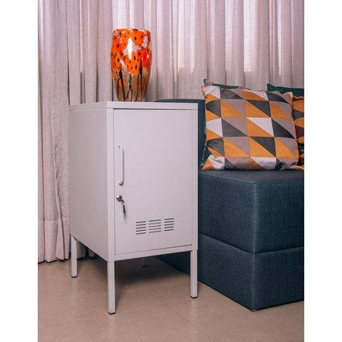 Armário de Aço Decorativo Multiuso C/ Chave Cinza