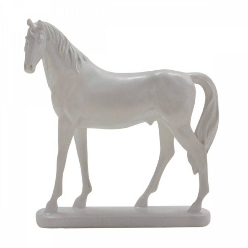 escultura cavalo QUÉOPS resina branca 26,5cm Ilunato NA0358 - 1