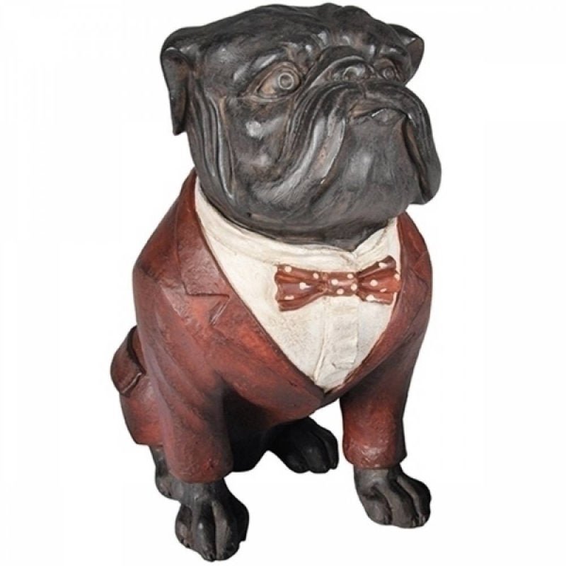 escultura cachorro BULLDOG BILL resina marrom 28,5cm Ilunato QC0362 - 1