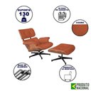 Ver imagem 2 de Poltrona Charles Eames Premium com Puff Couro Caramelo