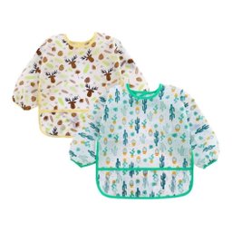 Babador Manga Longa Impermeável Blw Kit 2unds Alce e Cactos Baby Babador Blw, Babador Manga Longa, B - 1
