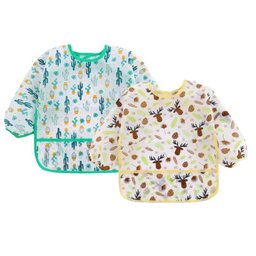 Babador Manga Longa Impermeável Blw Kit 2unds Alce e Cactos Baby Babador Blw, Babador Manga Longa, B - 2