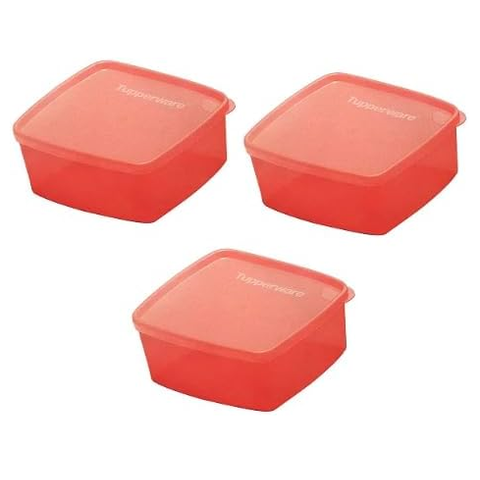Tupperware Kit com 3 Potes Freezer Jeitosinho 400 Ml Cor Coral Tupperware Kit com 3 Potes Freezer Je