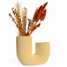 Vaso Decorativo Duplo Joana Artesanal 15cm em Cimento Artesanal - Amarelo - 1