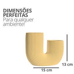 Vaso Decorativo Duplo Joana Artesanal 15cm em Cimento Artesanal - Amarelo - 3