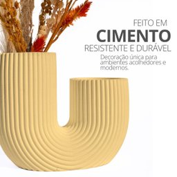 Vaso Decorativo Duplo Joana Artesanal 15cm em Cimento Artesanal - Amarelo - 5