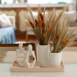 Vaso Decorativo Duplo Joana Artesanal 15cm em Cimento Artesanal - Amarelo - 6