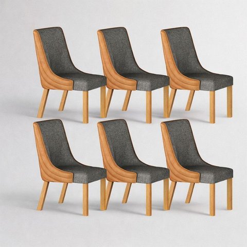 Kit 6 Cadeiras Maciça de Jantar Estofada Bella- Arbo Design
