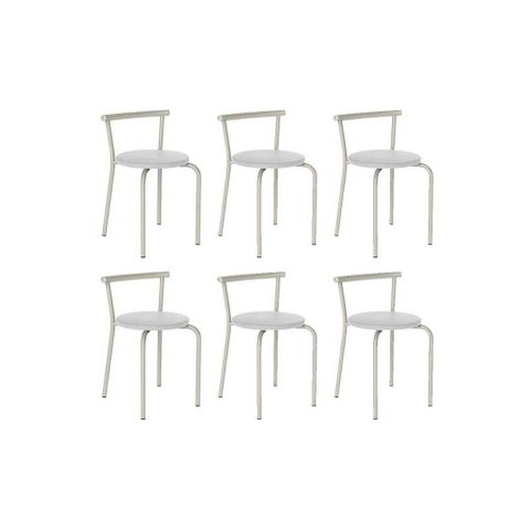 Banqueta Sala de Jantar 105 Kit 6 Uni Prata/courano Branco - Carraro