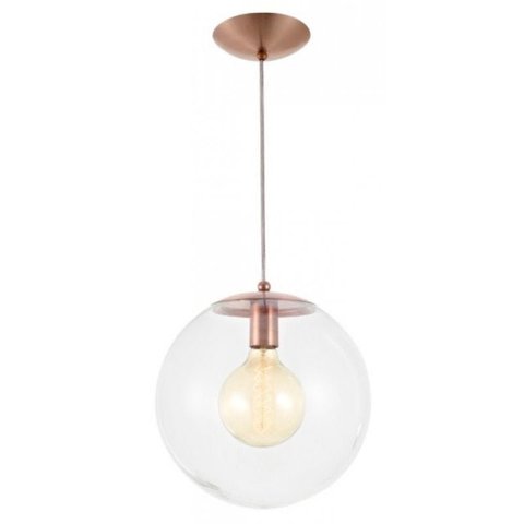 Pendente Redondo Esphera 30cm Vidro Cristal 1 Lâmpada Madelustre