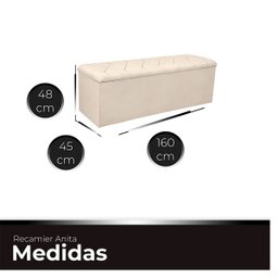 Recamier Bau Estofado Casal Queen Padrão Anita 160 Cm Veludo - 5
