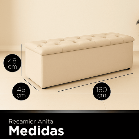 Recamier Bau Estofado Casal Queen Padrão Anita 160 Cm Veludo