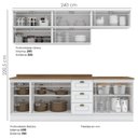 Ver imagem 4 de Cozinha Modulada 11 Pecas 240cm Ce381 Americana Branco Nature Henn