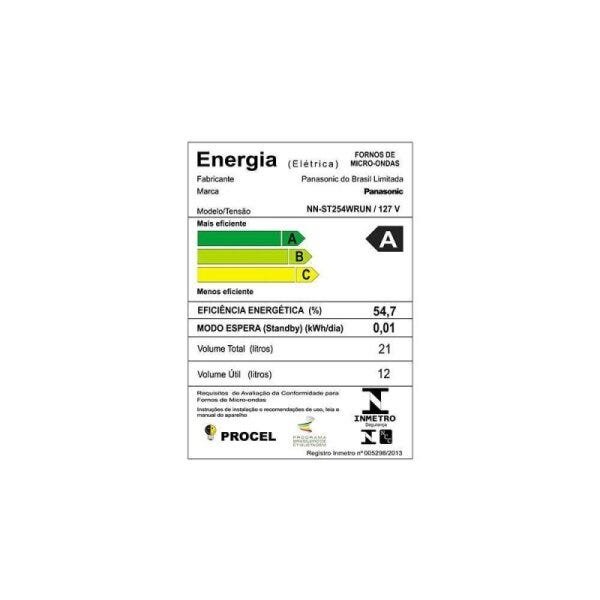 Forno Micro-ondas 21L Nn-St254Wrun Dia A Dia Branco 220V - Panasonic - 6