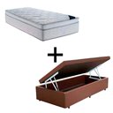 Ver imagem 1 de Cama Baú Solteiro 88 Tecido Sintético Marrom com Colchão Toronto Molas Ensacadas Branco D33