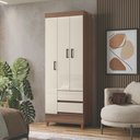 Ver imagem 2 de Guarda Roupa Solteiro 3 Portas 2 Gavetas Jequitiba Off White New Opção