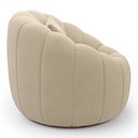 Ver imagem 6 de Poltrona Decorativa Concha Giratória com Puff Estilo Abóbora Shell Veludo Bege - Desk Design