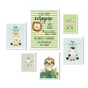 Ver imagem 1 de Kit 6 Quadros Quarto Infantil Safari - Listradinho:madeira Branca