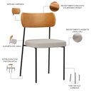 Ver imagem 4 de Cadeira Decorativa para Sala de Jantar Melina L02 Couríssimo Whisky Linho Cru - Lyam Decor