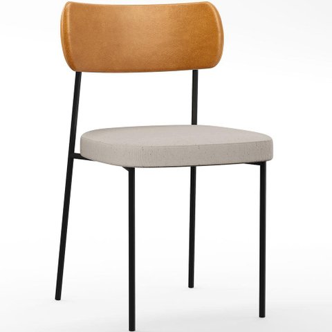 Cadeira Decorativa para Sala de Jantar Melina L02 Couríssimo Whisky Linho Cru - Lyam Decor