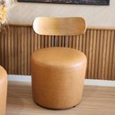 Ver imagem 7 de Kit 02 Poltrona Puff Vênus com Encosto de Madeira Corino Caramelo Formato de Lua