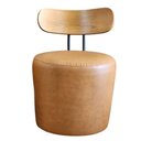 Ver imagem 3 de Kit 02 Poltrona Puff Vênus com Encosto de Madeira Corino Caramelo Formato de Lua