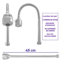 Torneira Com Filtro Gourmet Cozinha Parede 1/4 Volta Flexível - 6