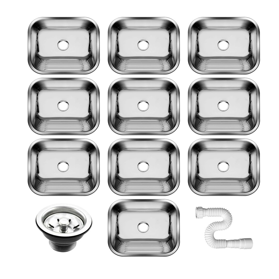 10 Tanque Inox 50x40x23 Aço 304 Cozinha As Atacado Kit - 1