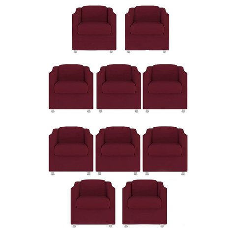 Kit 10 Poltronas Bia Decorativa Reforçada Recepção Clinica Salão Sala de Estar Suede:marsala