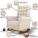 Ver imagem 3 de Kit 02 Poltronas de Amamentação Base Madeira Balanço Brenda G05 Veludo Creme - Mpozenato