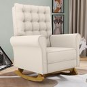 Ver imagem 2 de Kit 02 Poltronas de Amamentação Base Madeira Balanço Brenda G05 Veludo Creme - Mpozenato