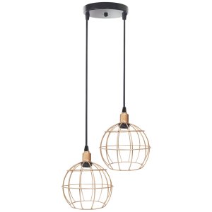 Lustre Pendente Aramado Duplo Globo Cabo Regulável Luminária Agp Ilumini GLOBO LUXDPENAR Cobre Rose 