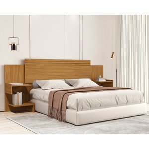 Cabeceira Box Casal/queen para Quarto com Mesa de Cabeceira Prateleira Lateral Aurora Design Moderno