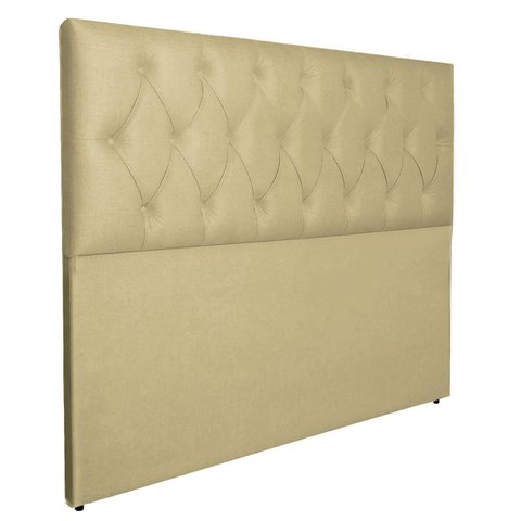 Cabeceira Capitonê Cama Box Estofada Luxo Linho Rbl:queen Tradicional/bege