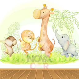 Papel de Parede Infantil Animais Floresta 1m² - 1