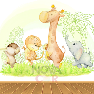 Papel de Parede Infantil Animais Floresta 1m²