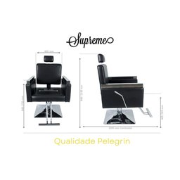 Cadeira Hidráulica Reclinável Barbeiro Salão Pelegrin PEL-2613 Preto - 2