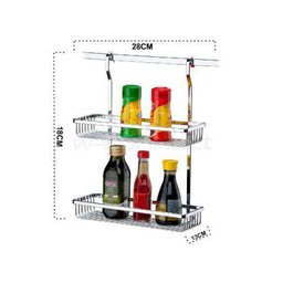 Suporte Retangular Prateleira Dupla Para Barra De Cozinha - Aço Cromado - 3