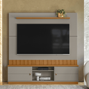 Ver imagem 3 de Home Florianópolis 1,75m Tvs 70'' Painel Ripado Nichos e Porta Correr - Grigio Fosco/amendoa