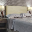 Ver imagem 2 de Cabeceira Cama Box Almofadada Lisa Luxo Linho Rbl:casal Tradicional/bege