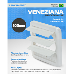 Veneziana Autofechante 100mm Branca Ventisol - 5