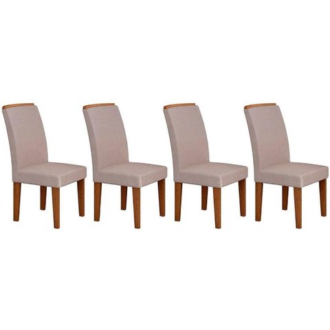 Cadeira Sala de Jantar Lunara Kit 4 Un Creme - Rufato