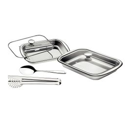 Kit para assar e servir aço inox com tampa de vidro 4 pç. Cosmos Tramontina - 1