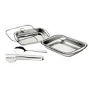 Ver imagem 1 de Kit para assar e servir aço inox com tampa de vidro 4 pç. Cosmos Tramontina