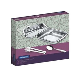 Kit para assar e servir aço inox com tampa de vidro 4 pç. Cosmos Tramontina - 2