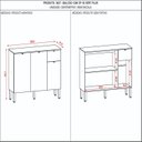 Ver imagem 3 de Balcão 3 Portas 1 Gaveta 120cm com Tampo 100% MDF Vert Plus Freijó/Soft