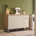 Ver imagem 1 de Balcão 3 Portas 1 Gaveta 120cm com Tampo 100% MDF Vert Plus Freijó/Soft